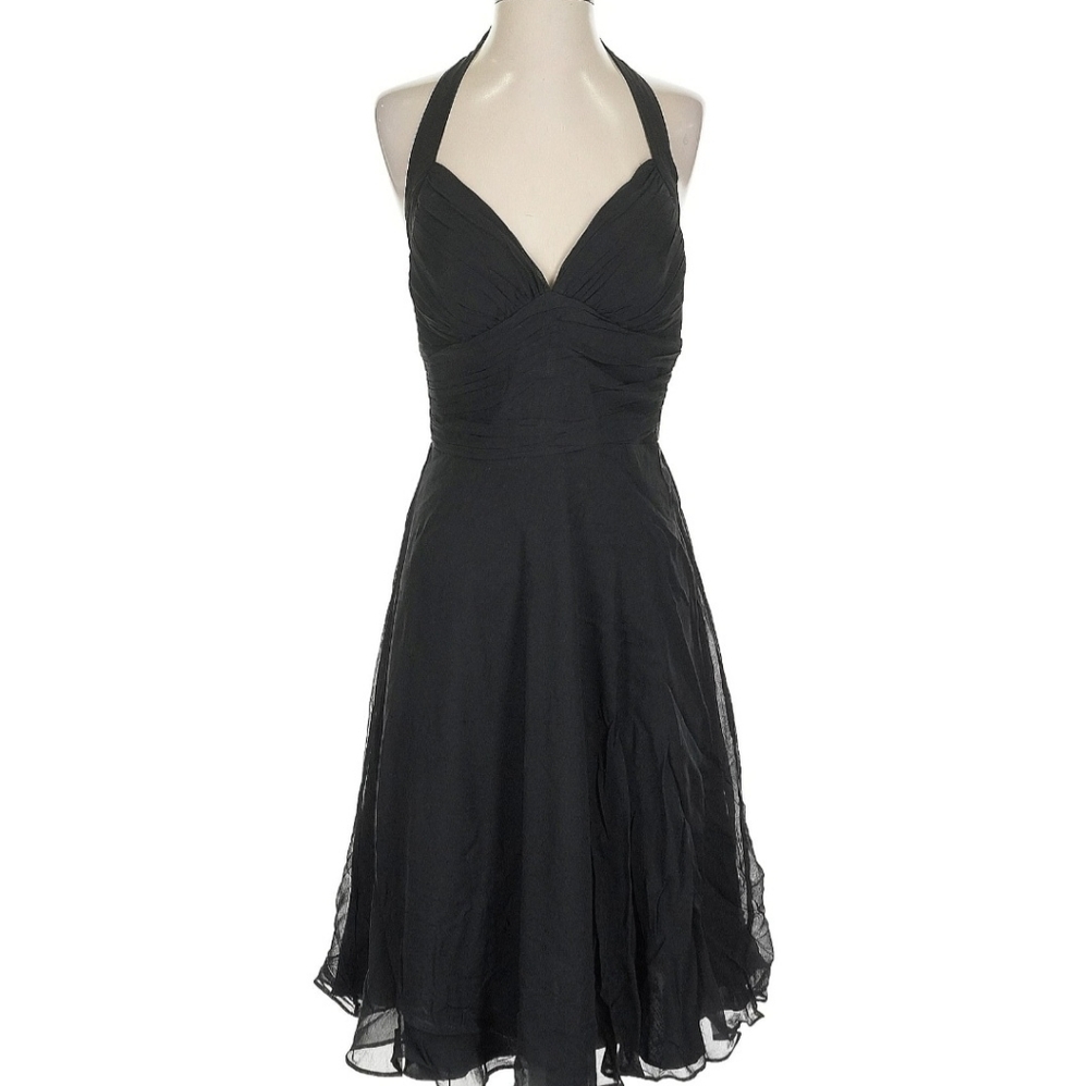 White House Black Market Black Halter Sheath Dress 100% Silk